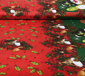Kerststof  Kerstklokken Rood