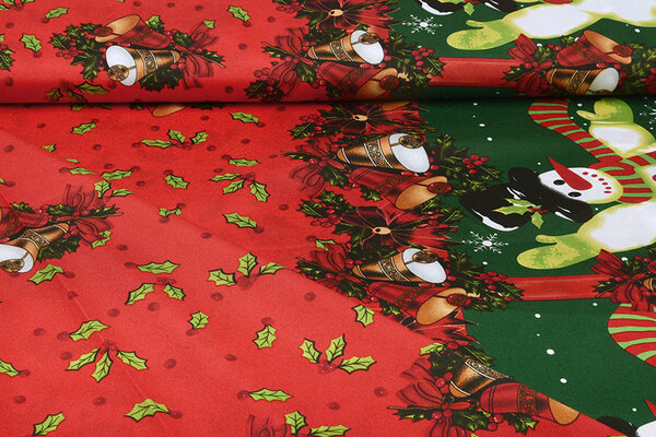 Christmas Fabric Christmas Bells Red