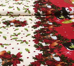 Weihnachtsstoff Weihnachtsglocken Creme