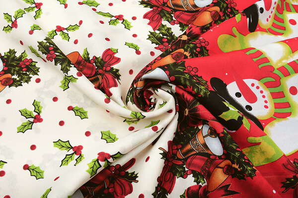 Kerststof  Kerstklokken Creme