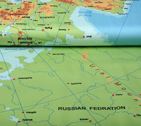 Digitaal Paneel Stretch Katoen Kaart Europa Blauw Digitaal Paneel Stretch Katoen Kaart Europa Blauw
