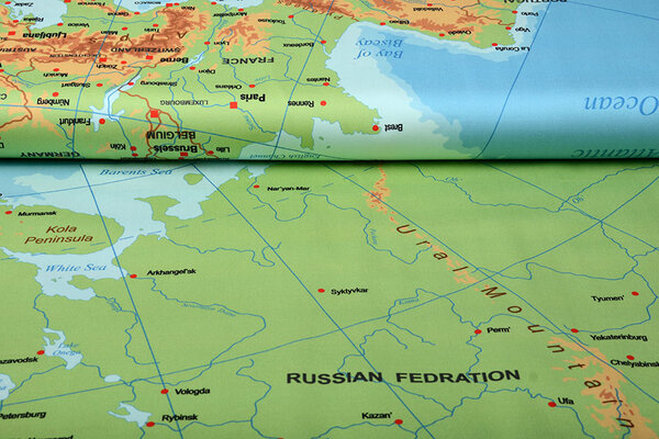 Digital Panel Stretch Cotton Map Europe  Blue