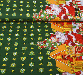 Weihnachtsstoff Weihnachtsbäume Grün