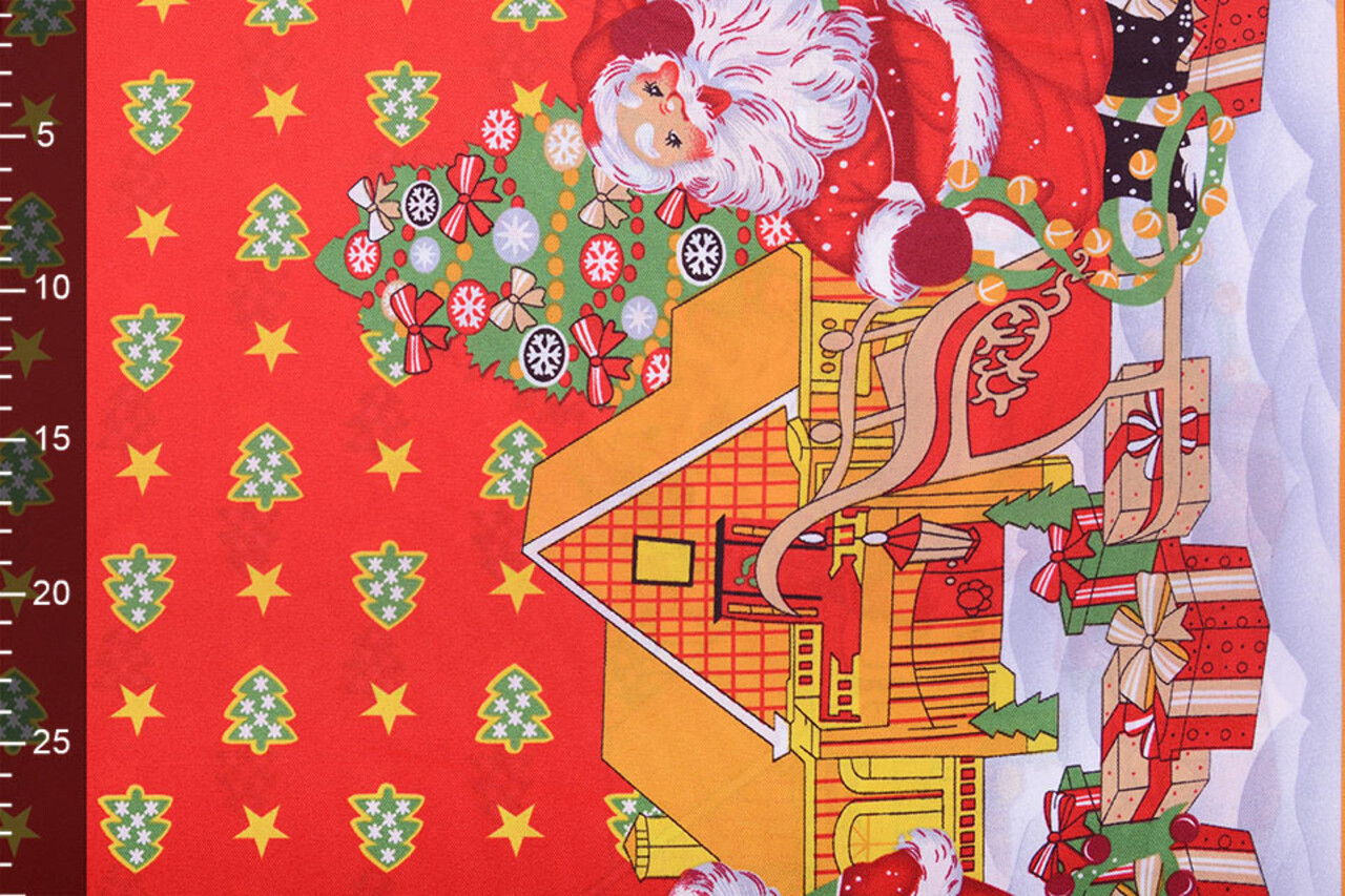 Weihnachtsstoff Weihnachtsbäume Rot