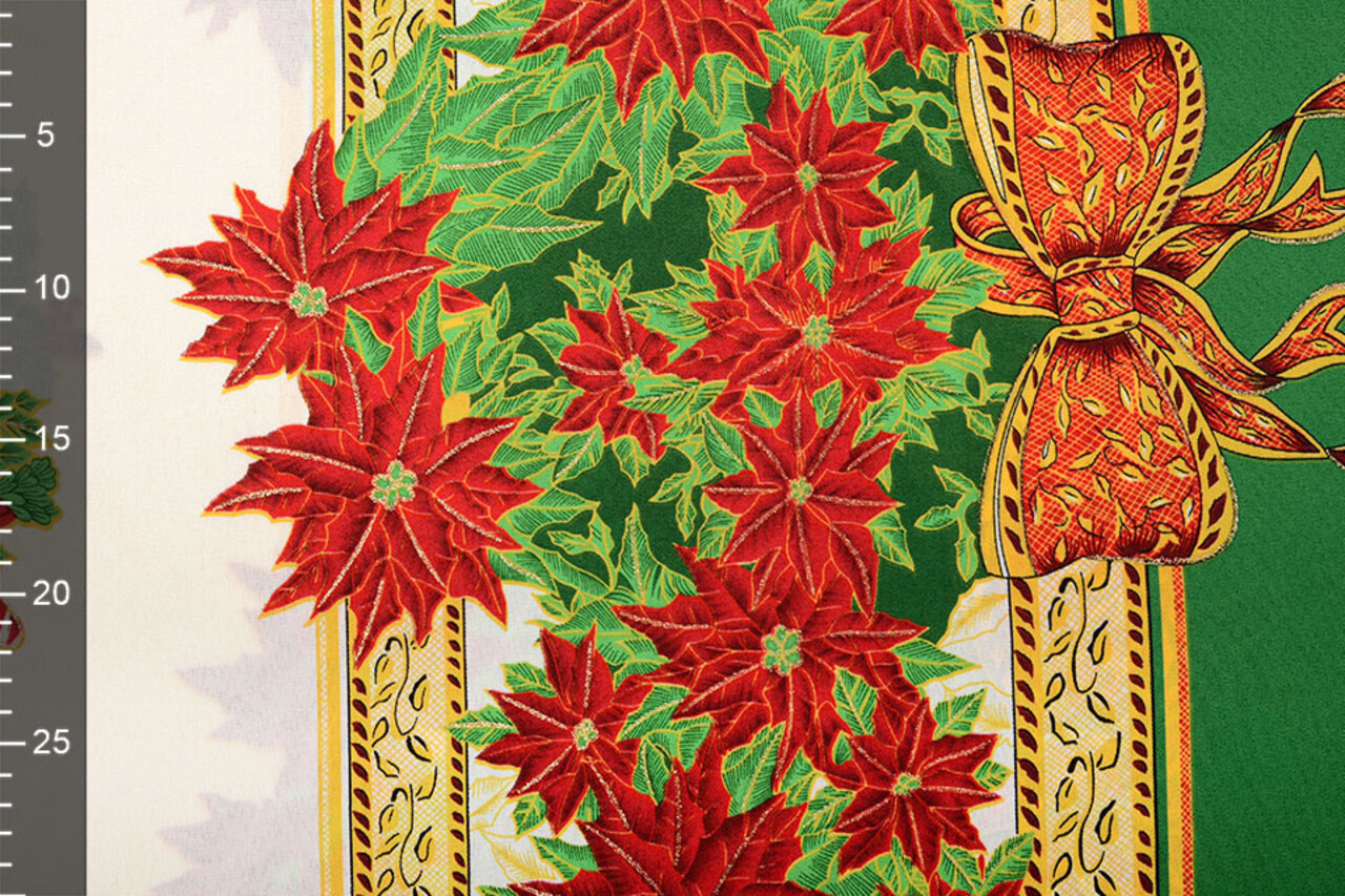 Christmas Fabric Poinsettia Green Christmas Fabric Poinsettia Green
