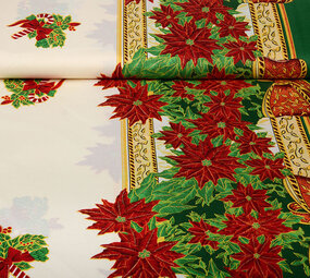 Christmas Fabric Poinsettia Green Christmas Fabric Poinsettia Green
