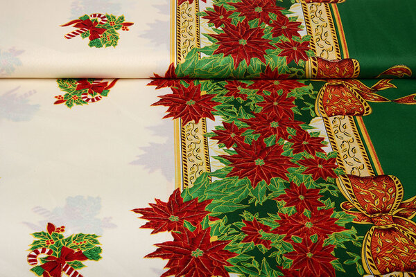 Christmas Fabric Poinsettia Green Christmas Fabric Poinsettia Green