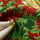 Christmas Fabric Poinsettia Green