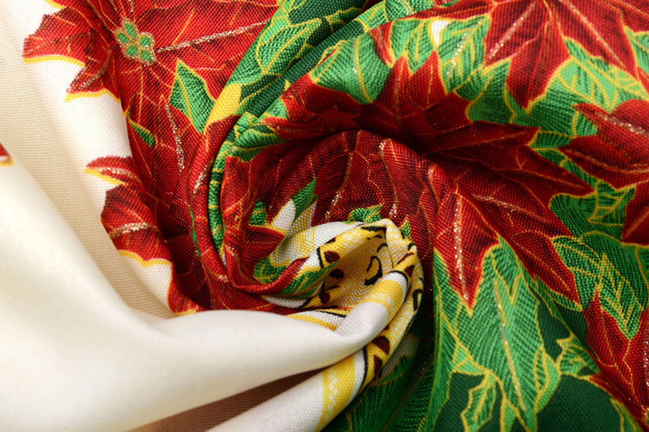 Christmas Fabric Poinsettia Green Christmas Fabric Poinsettia Green
