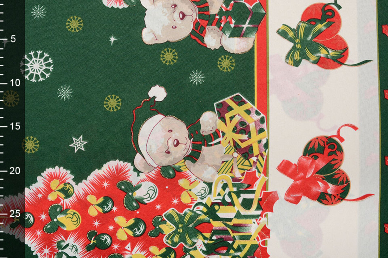 Christmas Fabric Christmas Bears Green