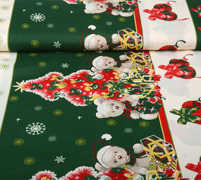 Weihnachtsstoff Weihnachtsbären Grün