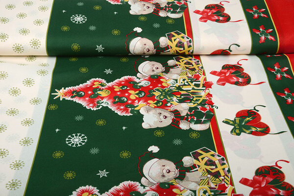 Kerststof  Kerstberen Groen