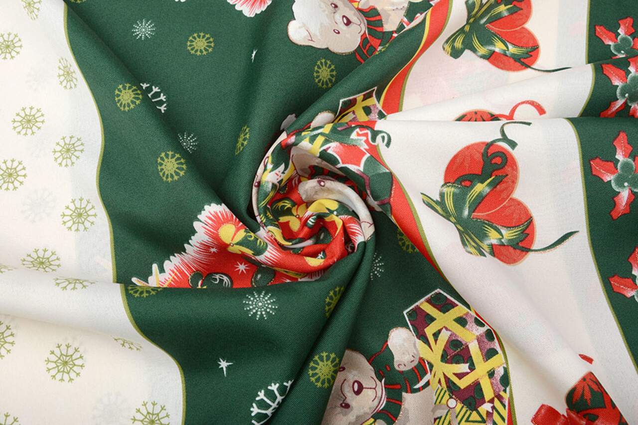 Kerststof  Kerstberen Groen