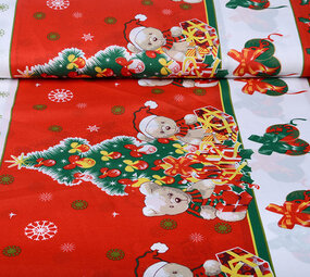 Kerststof  Kerstberen Rood