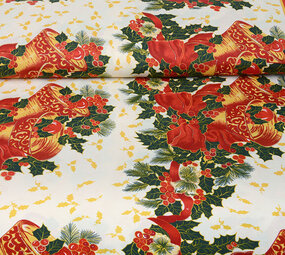 Christmas Fabric Christmas Bell with Holly Green