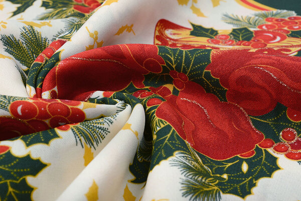 Christmas Fabric Christmas Bell with Holly Green Christmas Fabric Christmas Bell with Holly Green