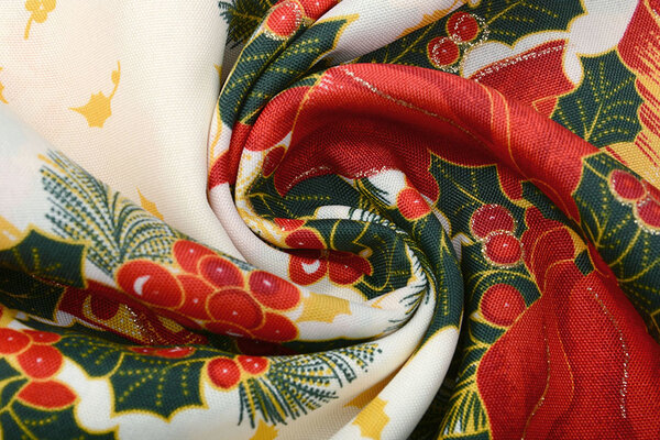 Kerststof  Kerstklok met Hulst Groen