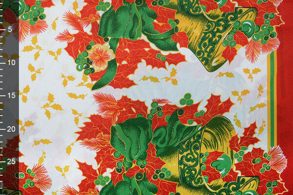 Christmas Fabric Christmas Bell with Holly Red Christmas Fabric Christmas Bell with Holly Red