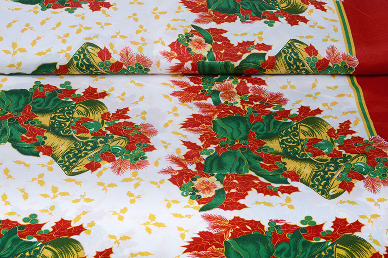 Tissu de Noël Clochettes de Noël avec Hulst Rouge