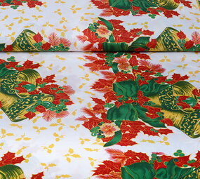 Tessuto Natalizio Kerstklok con Hulst Rosso Tessuto Natalizio Kerstklok con Hulst Rosso