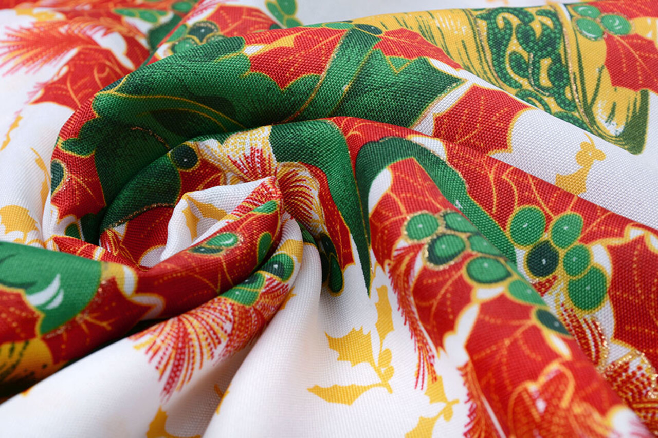 Tela Navideña Kerstklok con Hulst Rojo Tela Navideña Kerstklok con Hulst Rojo