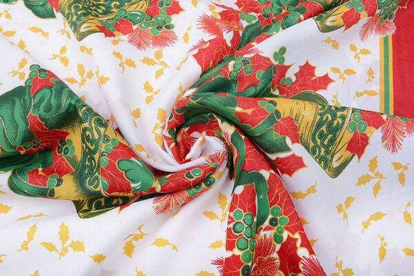 Christmas Fabric Christmas Bell with Holly Red Christmas Fabric Christmas Bell with Holly Red