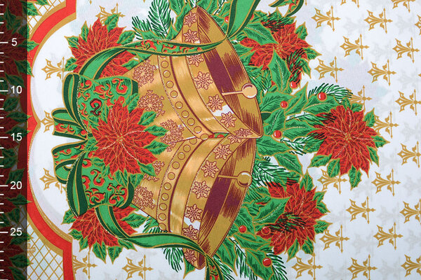 Weihnachtsstoff Große Weihnachtsglocke Rot