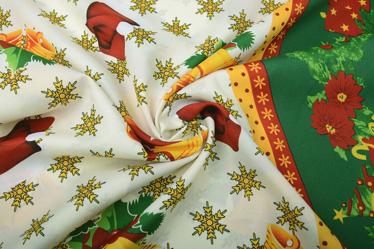 Weihnachtsstoff Schneeflocken Grün