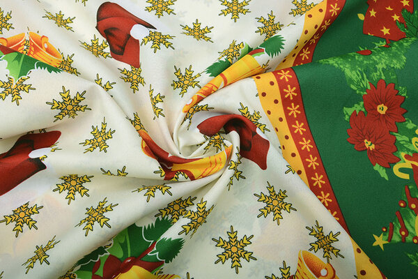 Weihnachtsstoff Schneeflocken Grün