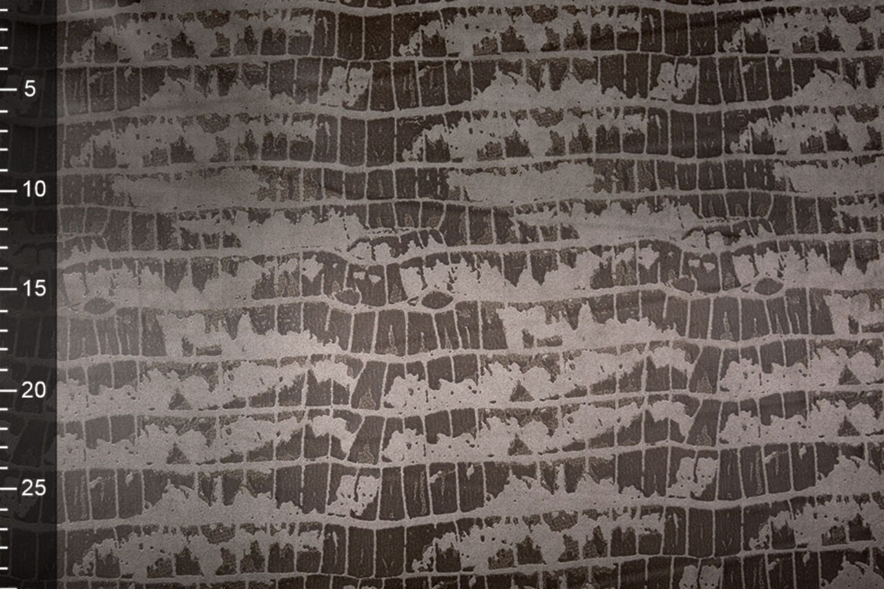 Alcantara, Suede, Suedine with Lacquer Crocodile Dark Brown