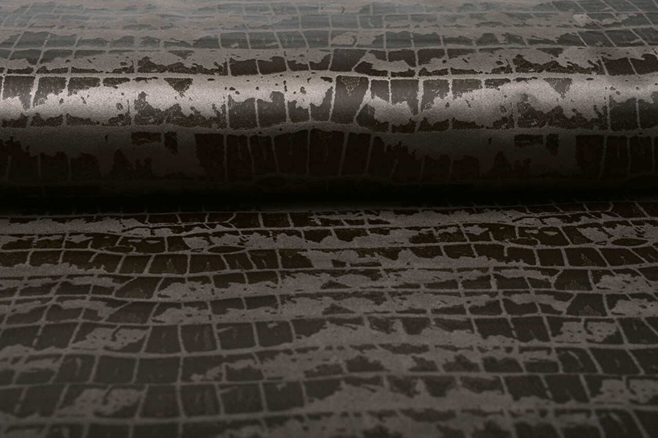 Alcantara, Suede, Suedine met Lak Krokodil Donker Bruin Alcantara, Suede, Suedine met Lak Krokodil Donker Bruin