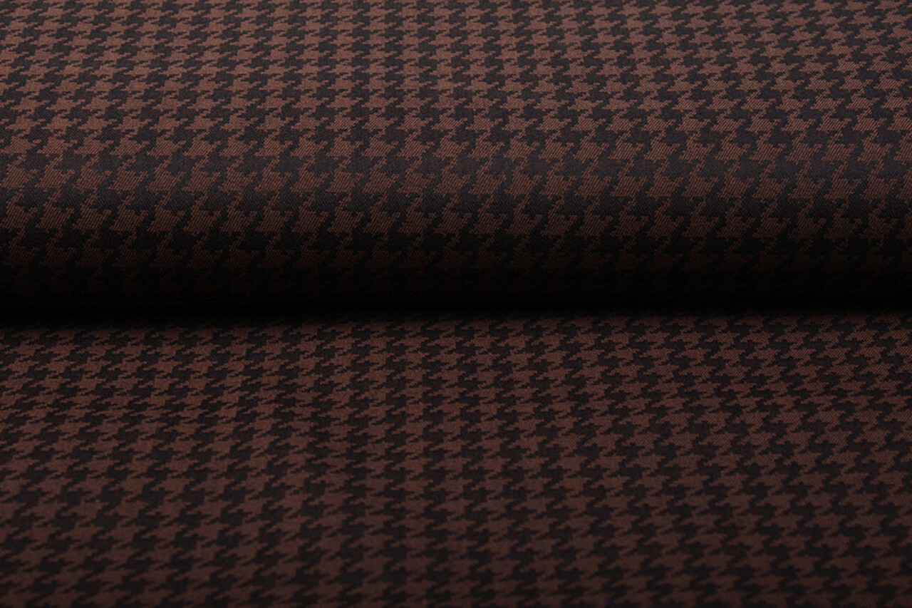 Stretch Katoen Pied de Poule Brique