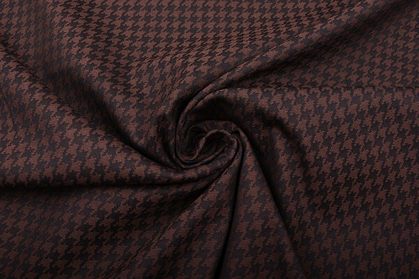 Stretch Coton Pied de Poule Brique