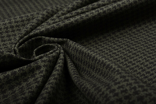 Stretch Coton Pied de Poule Vert Militaire