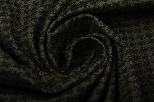 Stretch Coton Pied de Poule Vert Militaire