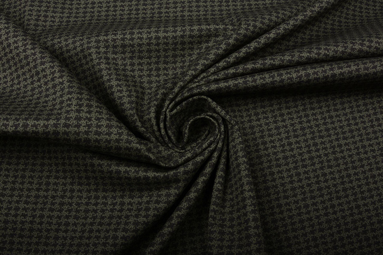 Jeans Stretch Pied de Poule Armeegrün