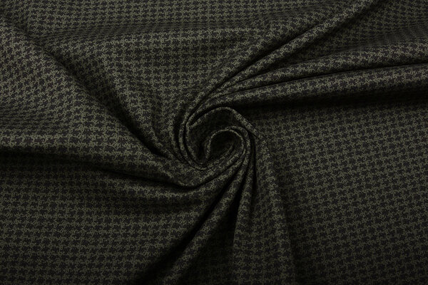 Stretch Katoen Pied de Poule Army Groen Stretch Katoen Pied de Poule Army Groen