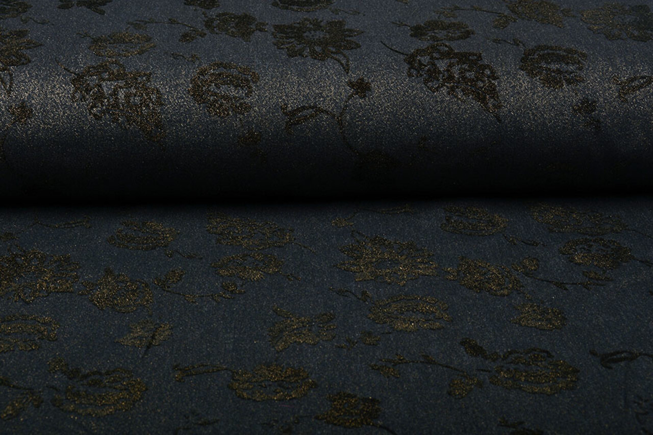 Denim Roses Paillettes Bleu Foncé Denim Roses Paillettes Bleu Foncé