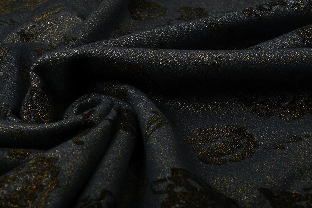 Denim Rosas Purpurina Azul Oscuro