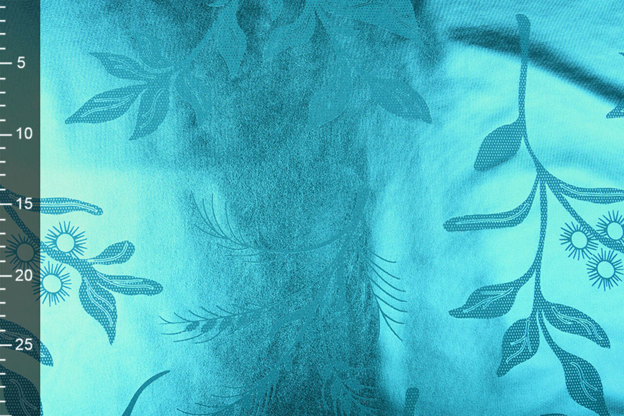 Lamé Bedrukt Aqua