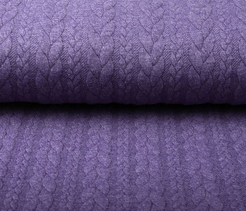 Knitted Cable Fabric Tricot Dark Lilac