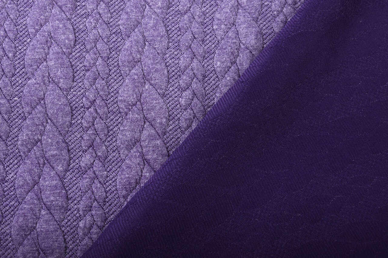Knitted Cable Fabric Tricot Dark Lilac