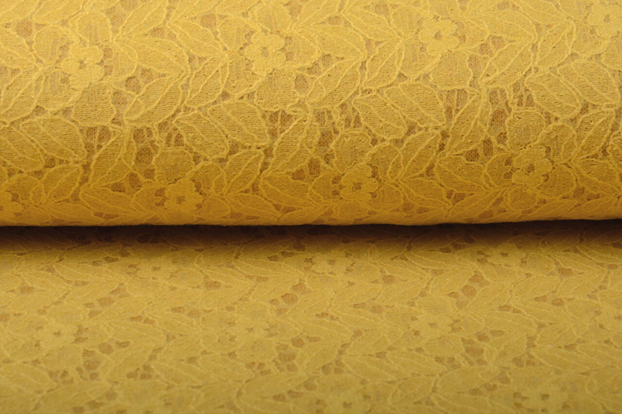 Doublé Laine Dentelle Fleur Feuilles Ocre Doublé Laine Dentelle Fleur Feuilles Ocre
