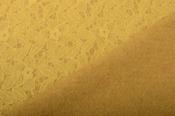 Lined Wool Lace Flower Petals Ocher