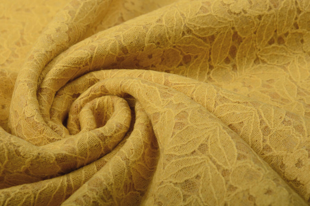 Forrada de Lana Encaje Flor Blaadjes Ocre Forrada de Lana Encaje Flor Blaadjes Ocre