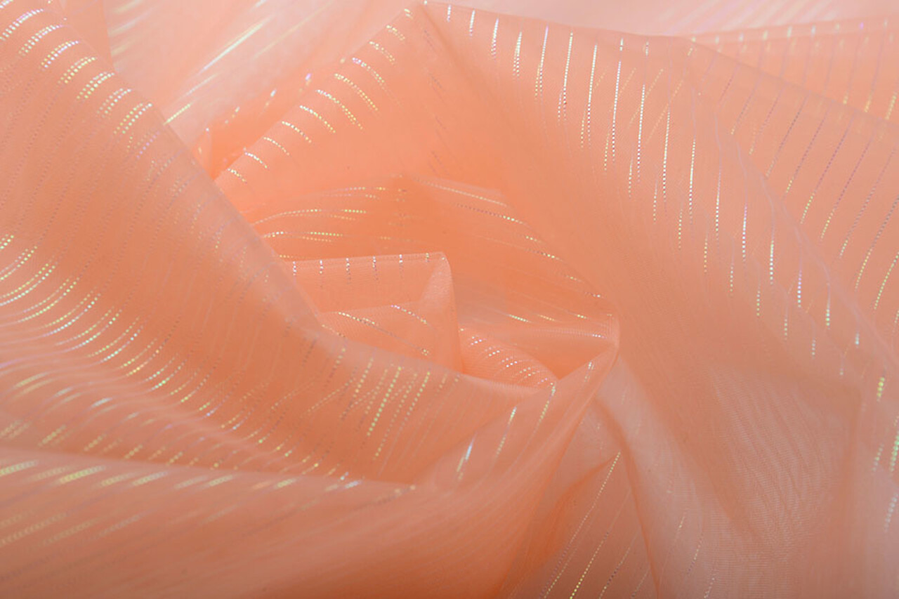 Organza Stampato Righe Salmone