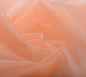 Organza Imprimé Rayures Saumon Organza Imprimé Rayures Saumon