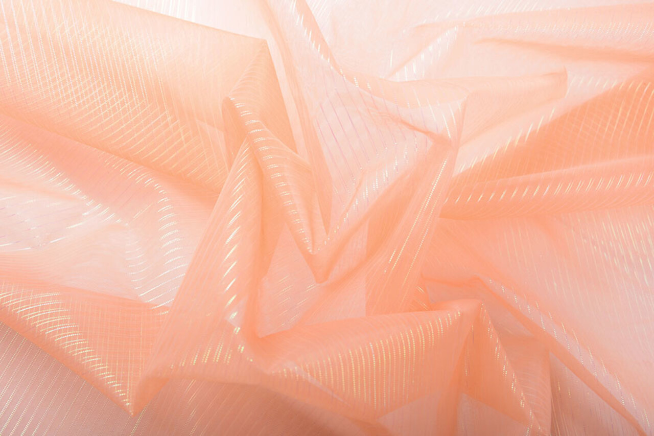 Organza Imprimé Rayures Saumon Organza Imprimé Rayures Saumon