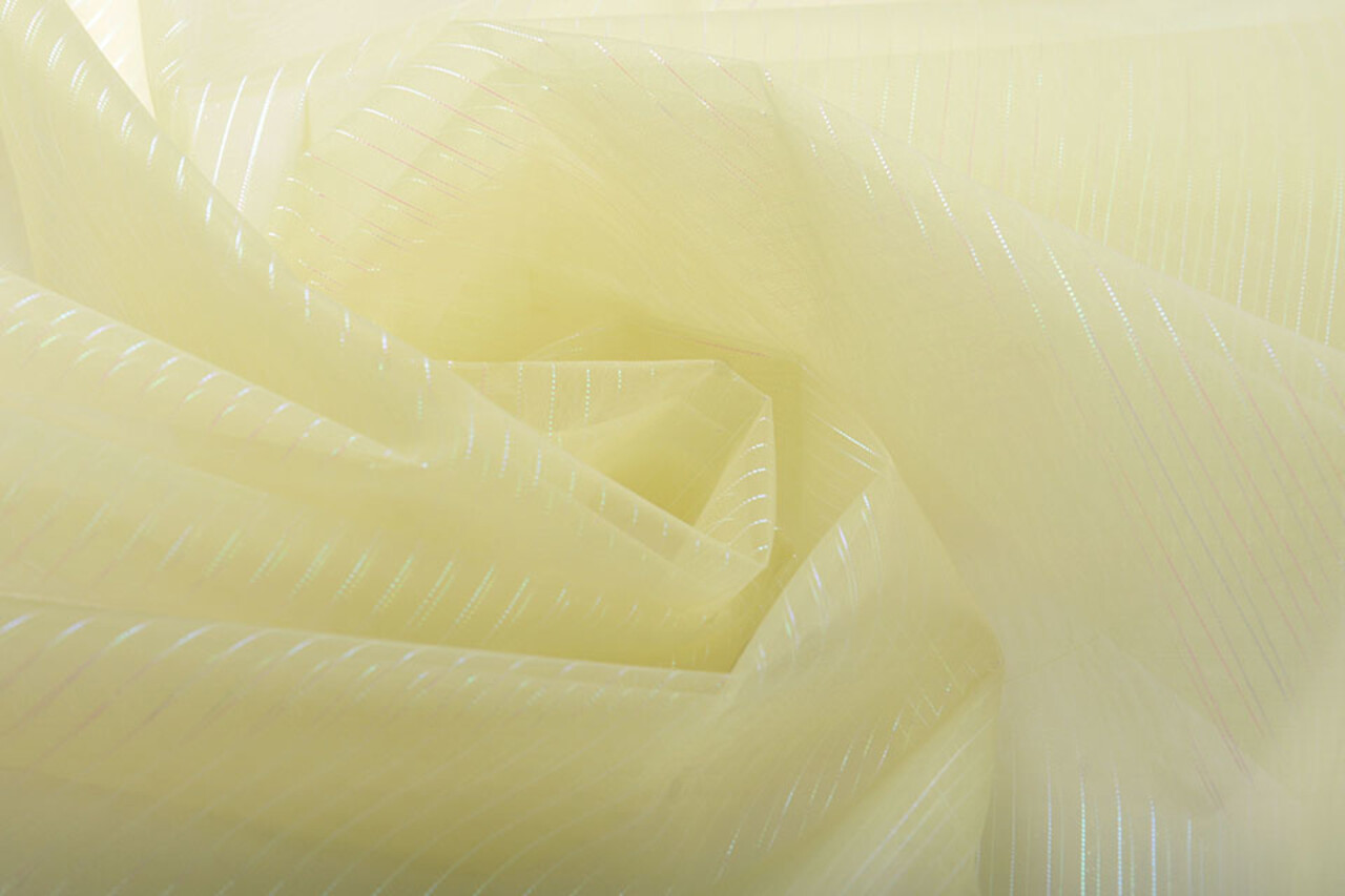 Organza Bedrukt Strepen Licht Goud