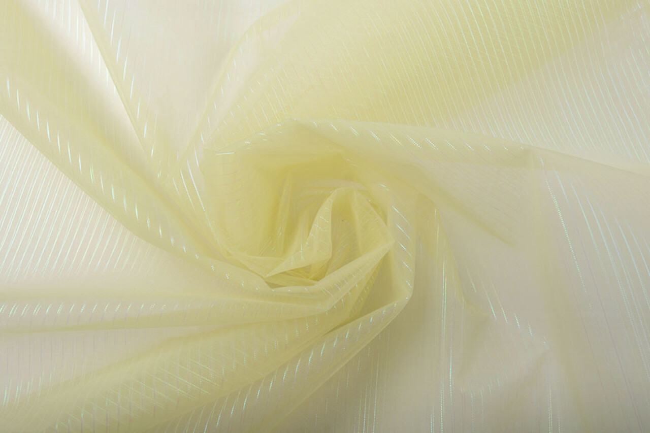 Organza Bedrukt Strepen Licht Goud